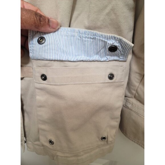 Eddie Bauer Beige Cotton Jacket With Metal Toggle Closures Multiple Pockets Size - Picture 7 of 15